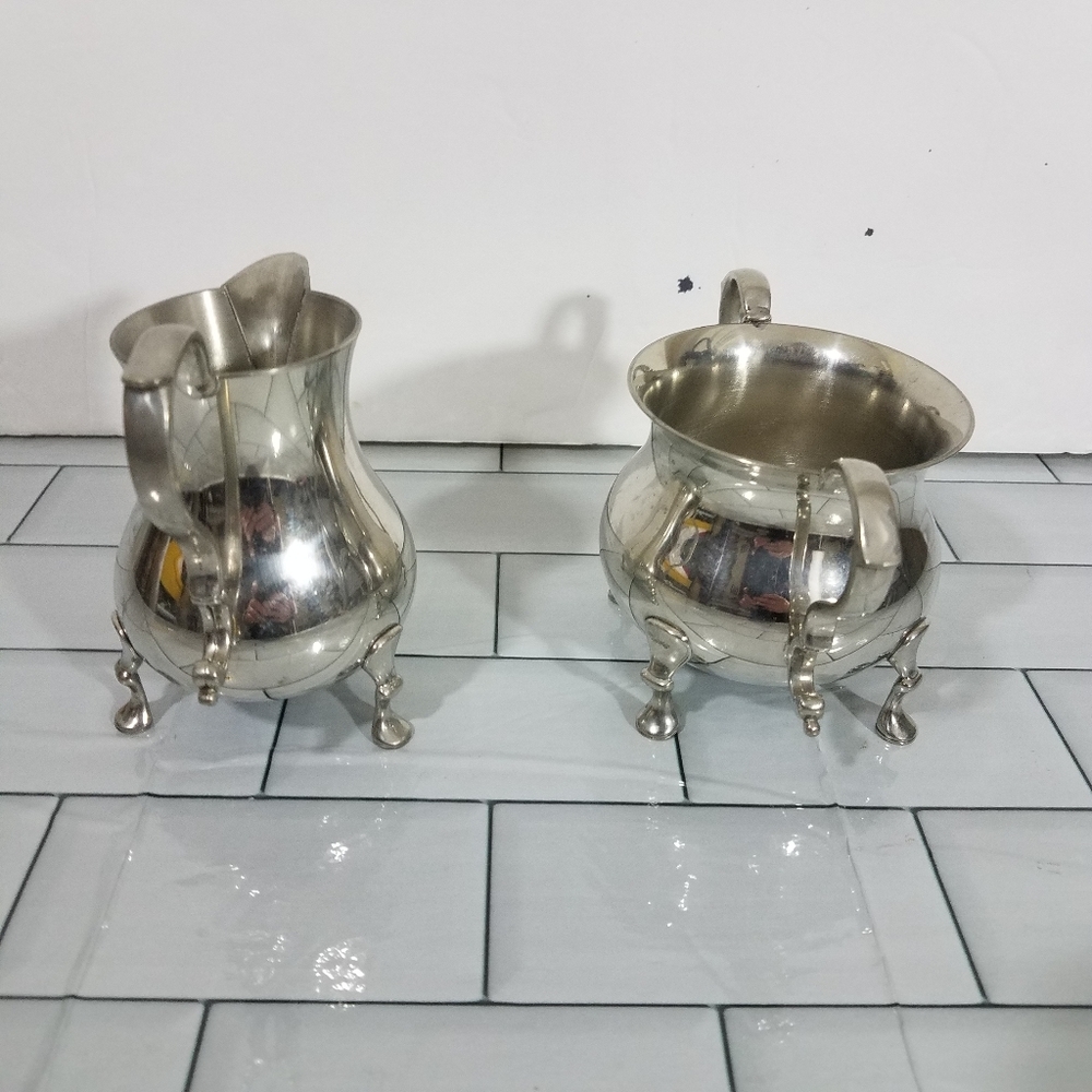 Kirk Steiff Pewter Creamer and Sugar Williamsburg - Picture 3 of 13